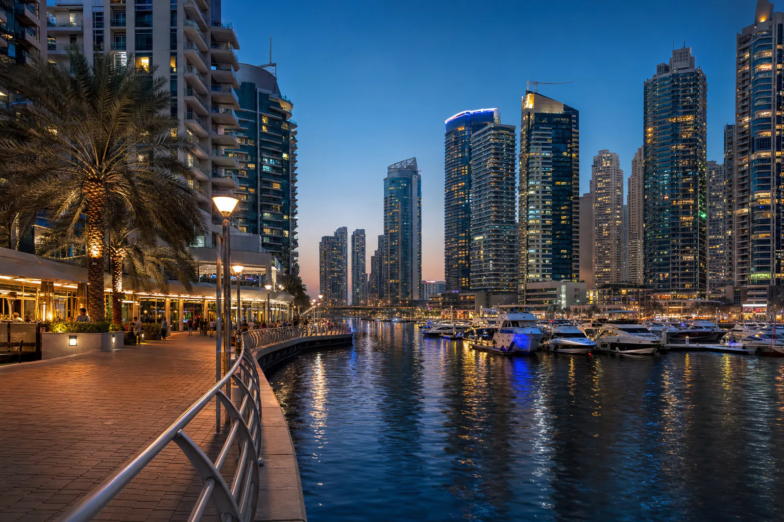 Dubai Marina promenade and towers