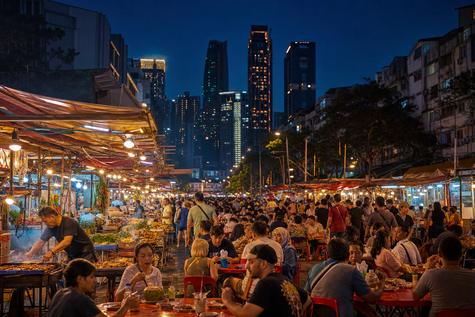 Night market street in Bukit Bintang