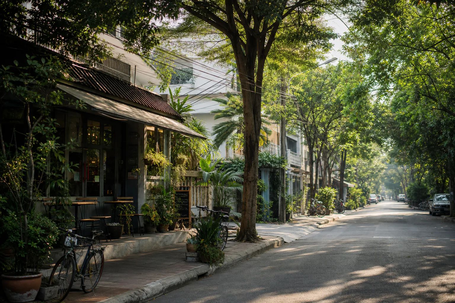 Tree-lined residential street in Ari