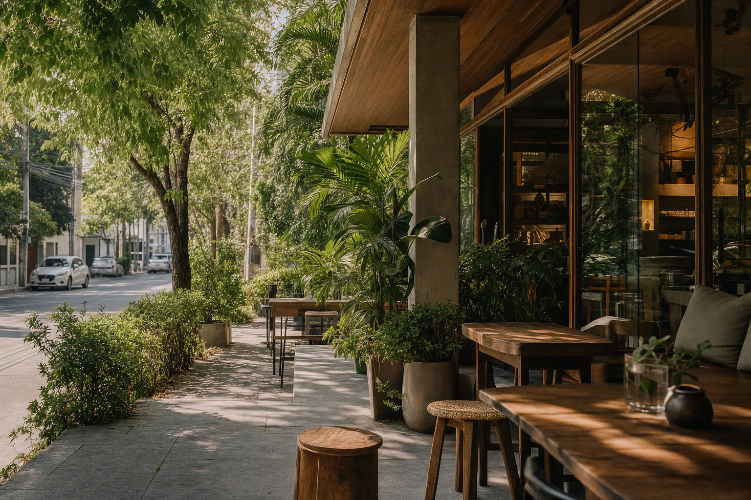 Cafe terrace on a Thonglor side street