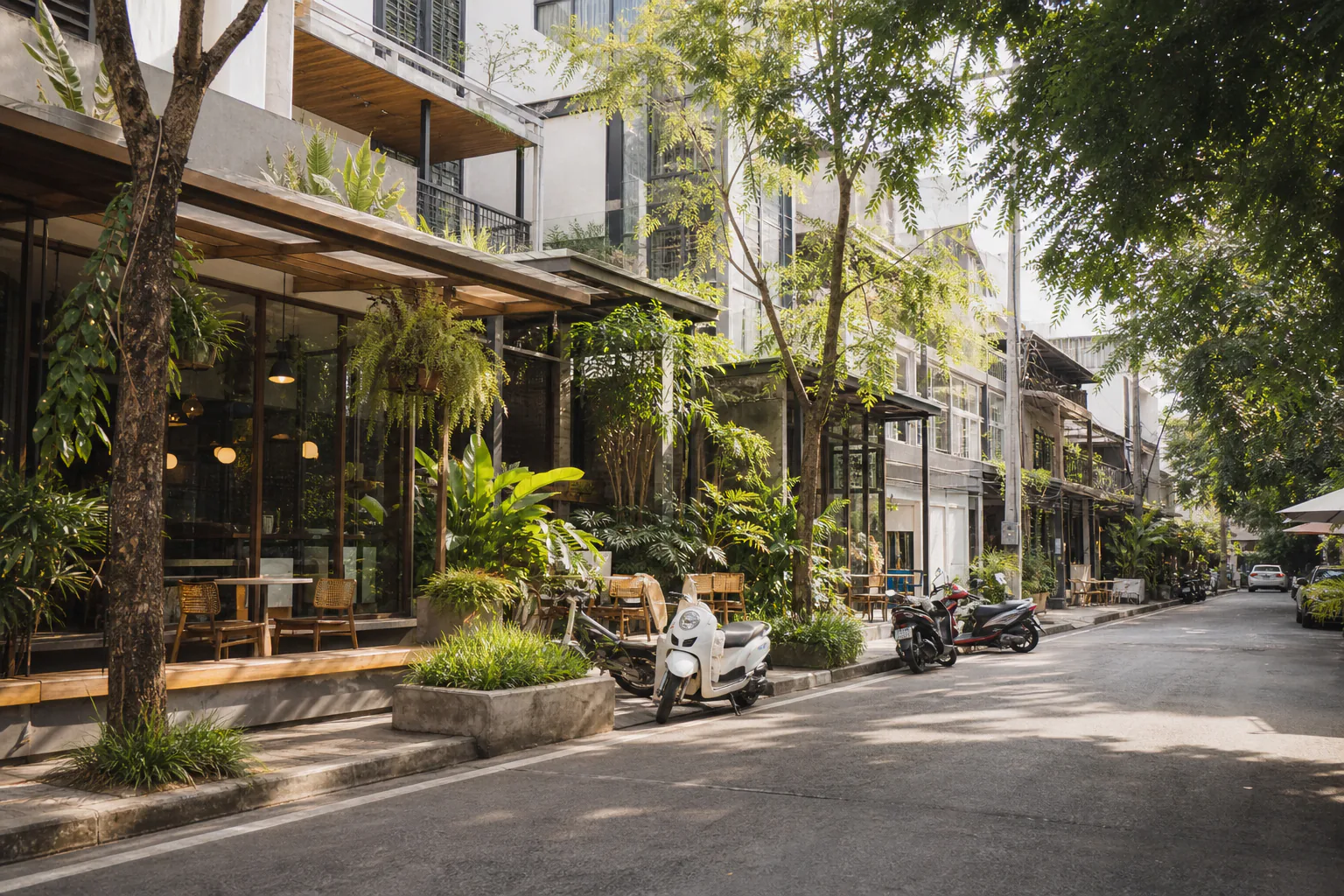 Cafe-lined street in Nimmanhaemin