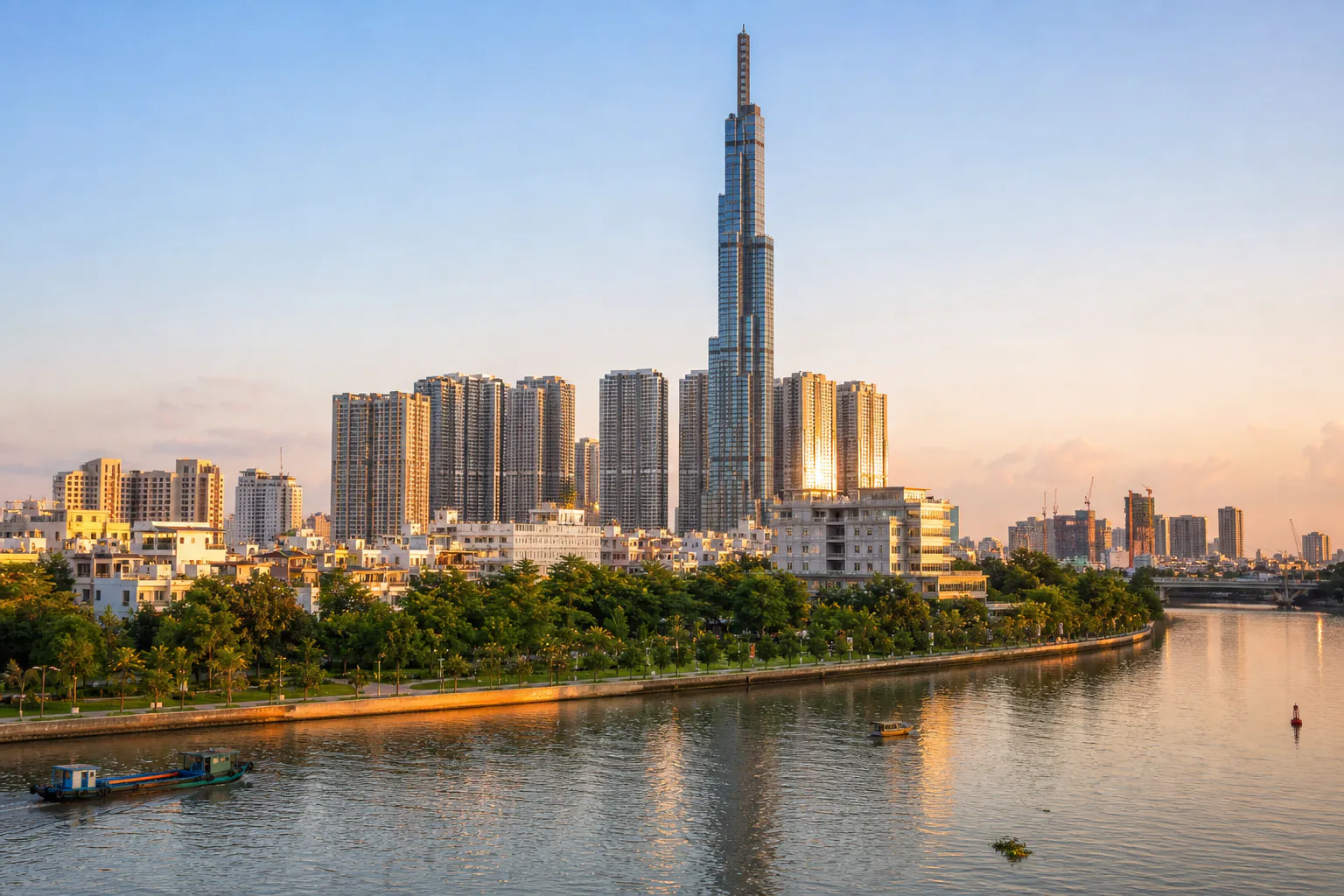 Landmark 81 tower above the Saigon river